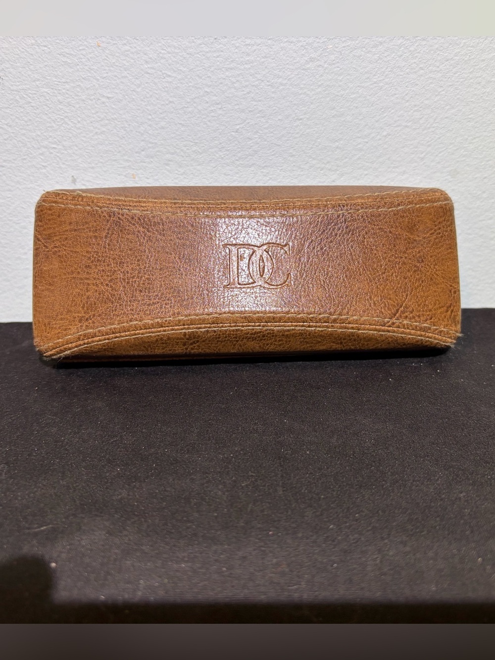 Like New DiCaprio Leather Eyeglass Case with Embossed DC Logo & Lens Cloth
